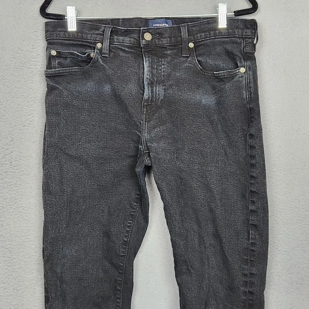 J.Crew Jeans Mens 34x32 Charcoal Black Slim Straight Stretch Denim USA J5224
